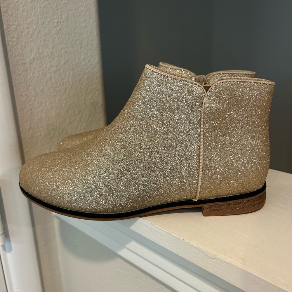 Cat & Jack Gold Bree Glitter Ankle Boots Big Girl Youth size 5Y - Picture 4 of 11